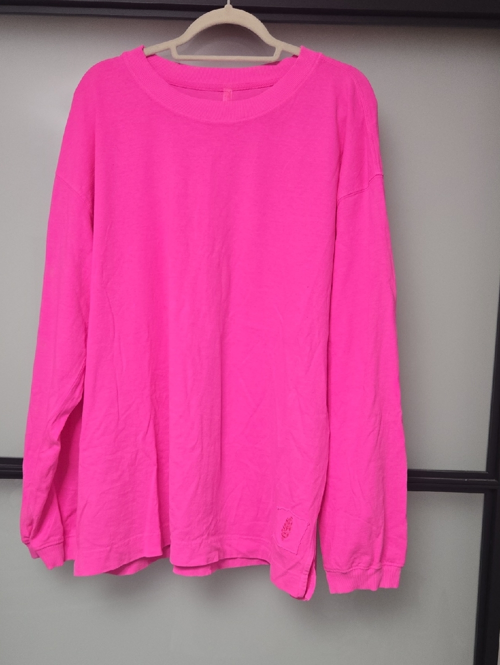 Women's Neon Pink Long Sleeve Crewneck Top
